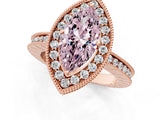 Rose gold Fancy Pink Marquise  Halo Diamond Engagement Ring with Milgrain Pave Band and Four-Prong Setting_124