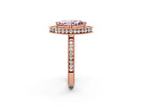 Rose gold Fancy Pink Marquise  Halo Diamond Engagement Ring with Milgrain Pave Band and Four-Prong Setting_125
