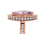 Rose gold Fancy Pink Marquise  Halo Diamond Engagement Ring with Milgrain Pave Band and Four-Prong Setting_128