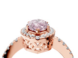Rose gold Fancy Pink Marquise  Halo Diamond Engagement Ring with Pavé Band and Four-Prong Setting_55