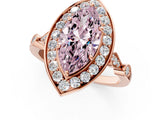 Rose gold Fancy Pink Marquise  Halo Diamond Engagement Ring with Twisted Band and Four-Prong Setting 1