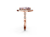 Rose gold Fancy Pink Marquise  Halo Diamond Engagement Ring with Twisted Band and Four-Prong Setting 2