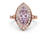 Rose gold Fancy Pink Marquise  Halo Diamond Engagement Ring with Twisted Band and Four-Prong Setting