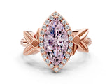 Rose gold Fancy Pink Marquise  Halo Diamond Floral Band with Four-Prong Setting_55