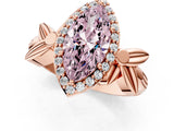 Rose gold Fancy Pink Marquise  Halo Diamond Floral Band with Four-Prong Setting_56