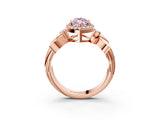 Rose gold Fancy Pink Marquise  Halo Diamond Floral Band with Four-Prong Setting_58