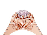 Rose gold Fancy Pink Marquise  Halo Diamond Floral Split Shank Engagement Ring 1