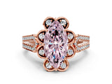 Rose gold Fancy Pink Marquise  Halo Diamond Floral Split Shank Engagement Ring 2