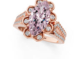 Rose gold Fancy Pink Marquise  Halo Diamond Floral Split Shank Engagement Ring 3