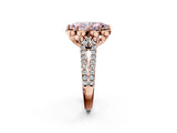 Rose gold Fancy Pink Marquise  Halo Diamond Floral Split Shank Engagement Ring 4