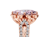 Rose gold Fancy Pink Marquise  Halo Diamond Floral Split Shank Engagement Ring 5