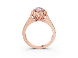 Rose gold Fancy Pink Marquise  Halo Diamond Floral Split Shank Engagement Ring