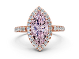 Rose gold Fancy Pink Marquise  Halo Diamond Pavé Band Ring with Prong Setting_20