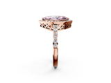 Rose gold Fancy Pink Marquise  Halo Diamond Pavé Band Ring with Prong Setting_22
