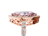 Rose gold Fancy Pink Marquise  Halo Diamond Pavé Band Ring with Prong Setting_25