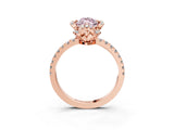 Rose gold Fancy Pink Marquise  Halo Diamond Pave Band Ring with Four-Prong Setting_18