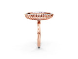 Rose gold Fancy Pink Marquise  Halo Diamond Ring with Milgrain Edge and Round Prong Setting_69