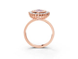 Rose gold Fancy Pink Marquise  Halo Diamond Ring with Milgrain Edge and Round Prong Setting_70