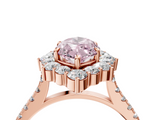 Rose gold Fancy Pink Marquise  Halo Diamond Ring with Pavé Band and Prong Setting_41