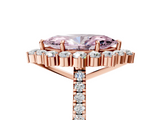 Rose gold Fancy Pink Marquise  Halo Diamond Ring with Pavé Band and Prong Setting_42