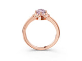 Rose gold Fancy Pink Marquise  Halo Diamond Ring with Round Cluster Setting, Solitaire Band, and Four-Prong Setting_52