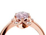 Rose gold Fancy Pink Marquise  Halo Diamond Ring with Round Cluster Setting, Solitaire Band, and Four-Prong Setting_53