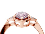 Rose gold Fancy Pink Marquise  Halo Diamond Ring with Tapered Band and Four-Prong Setting_7