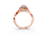 Rose gold Fancy Pink Marquise  Halo Diamond Ring with Vintage Split Shank and Four-Prong Setting_23