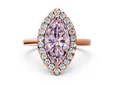 Rose gold Fancy Pink Marquise  Halo Diamond Solitaire with Pavé Band and Four-Prong Setting_92