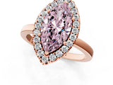 Rose gold Fancy Pink Marquise  Halo Diamond Solitaire with Pavé Band and Four-Prong Setting_93