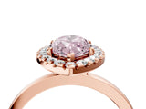 Rose gold Fancy Pink Marquise  Halo Diamond Solitaire with Pavé Band and Four-Prong Setting_96