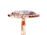 Rose gold Fancy Pink Marquise  Halo Diamond Solitaire with Pavé Band and Four-Prong Setting_97