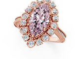 Rose gold Fancy Pink Marquise  Halo Milgrain Pave Diamond Ring with Four-Prong Setting 2