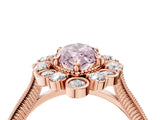 Rose gold Fancy Pink Marquise  Halo Milgrain Pave Diamond Ring with Four-Prong Setting 5