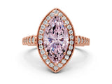 Rose gold Fancy Pink Marquise  Halo Milgrain Solitaire with Bezel Set Side Stones and Pave Band_31