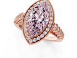 Rose gold Fancy Pink Marquise  Halo Milgrain Solitaire with Bezel Set Side Stones and Pave Band_32