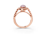 Rose gold Fancy Pink Marquise  Halo Milgrain Solitaire with Bezel Set Side Stones and Pave Band_34
