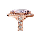 Rose gold Fancy Pink Marquise  Halo Milgrain Solitaire with Bezel Set Side Stones and Pave Band_36