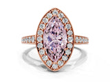 Rose gold Fancy Pink Marquise  Halo Pavé Diamond Engagement Ring with Bezel Setting_37