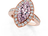 Rose gold Fancy Pink Marquise  Halo Pavé Diamond Engagement Ring with Bezel Setting_38