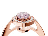 Rose gold Fancy Pink Marquise  Halo Pavé Diamond Engagement Ring with Bezel Setting_41