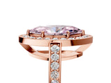 Rose gold Fancy Pink Marquise  Halo Pavé Diamond Engagement Ring with Bezel Setting_42