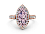 Rose gold Fancy Pink Marquise  Halo Pavé Diamond Engagement Ring with Four-Prong Setting_26