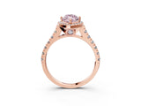 Rose gold Fancy Pink Marquise  Halo Pavé Diamond Engagement Ring with Four-Prong Setting_29