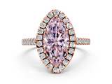 Rose gold Fancy Pink Marquise  Halo Pavé Diamond Engagement Ring with Four-Prong Setting_3