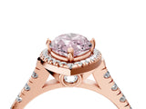 Rose gold Fancy Pink Marquise  Halo Pavé Diamond Engagement Ring with Four-Prong Setting_30