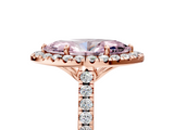 Rose gold Fancy Pink Marquise  Halo Pavé Diamond Engagement Ring with Four-Prong Setting_8