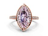 Rose gold Fancy Pink Marquise  Halo Pave Band Solitaire Ring with Prong Setting_65