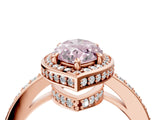 Rose gold Fancy Pink Marquise  Halo Pave Band Solitaire Ring with Prong Setting_69