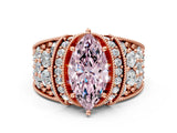 Rose gold Fancy Pink Marquise  Halo Pave Diamond Engagement Ring with Milgrain Detailing_49